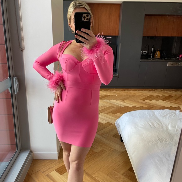 Catchall Pink Feather Dress - Size M - Picture 4 of 6